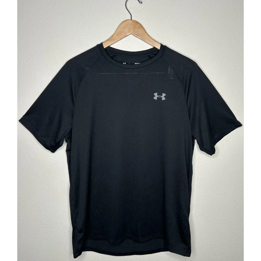 Under Armour Mens Size Large THE TECH TEE Black Training Athletic Workout Shirt
